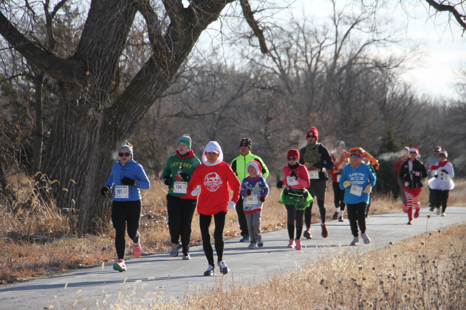 Jingle Bell runners rock down the trail